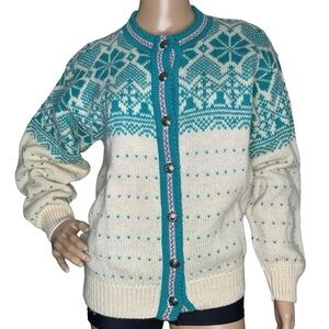Vintage ALPS  Fair Isle Wool button down sweater dead stock medium